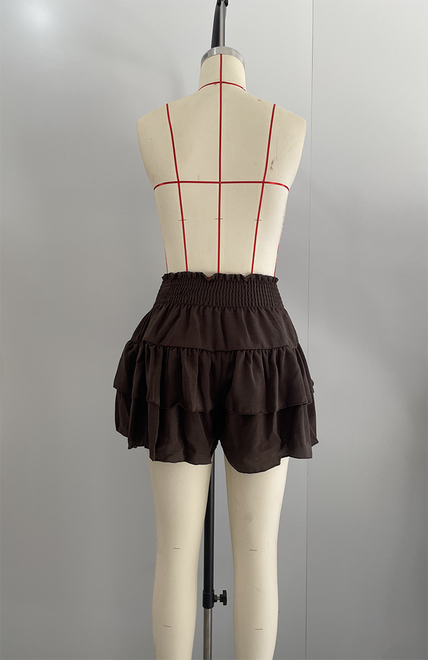 Ruffle Waist Stretch Shorts