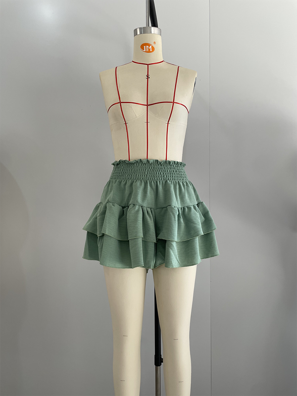 Ruffle Waist Stretch Shorts