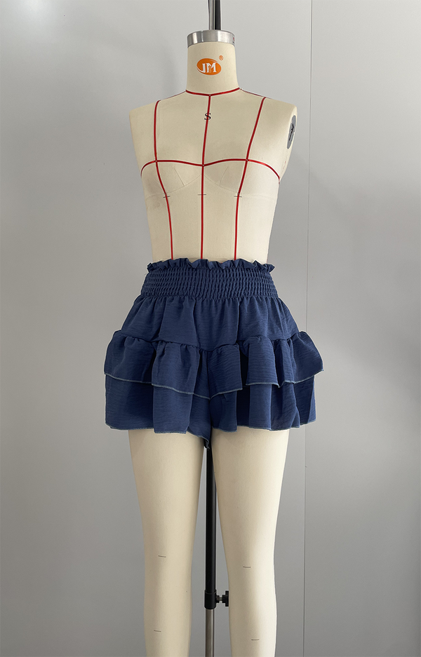 Ruffle Waist Stretch Shorts