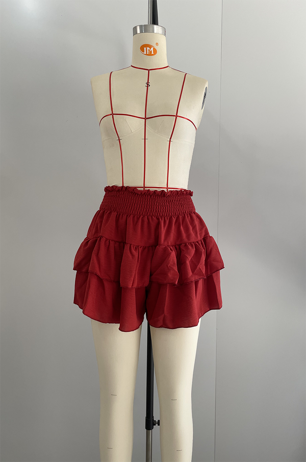 Ruffle Waist Stretch Shorts
