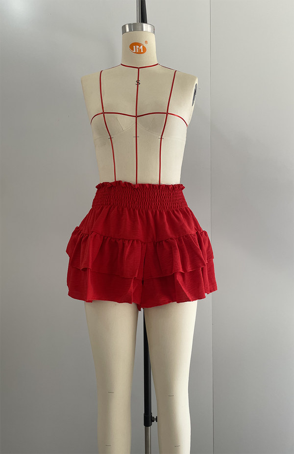 Ruffle Waist Stretch Shorts