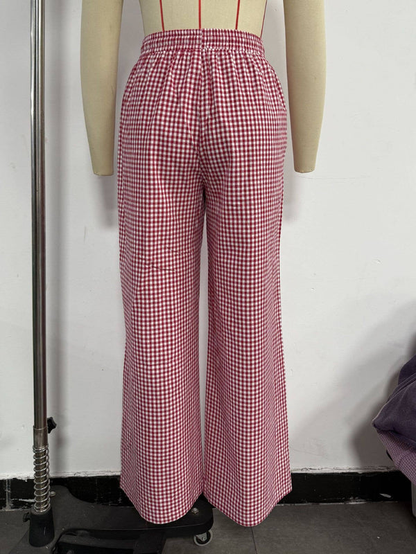 Plaid Wide Leg Pants