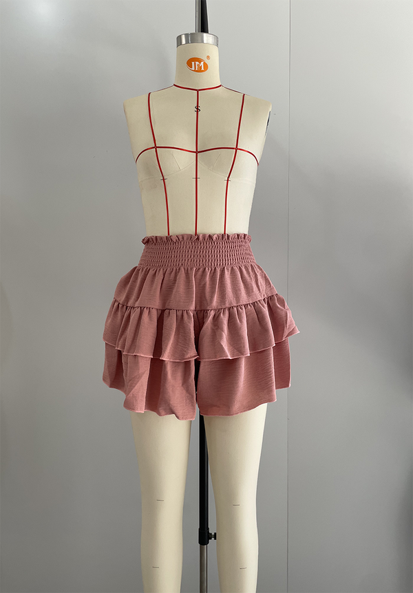 Ruffle Waist Stretch Shorts