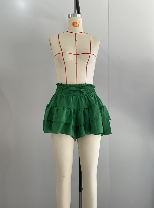 Ruffle Waist Stretch Shorts