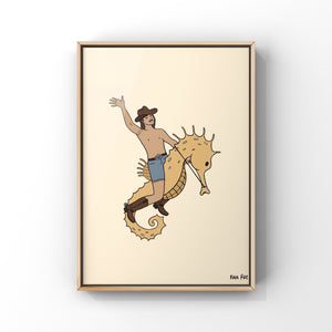 Seahorse Cowboy Art Print - 1