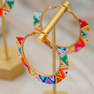Festival Multicolor beaded Hoops - 1