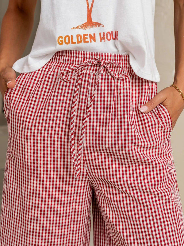 Plaid Wide Leg Pants