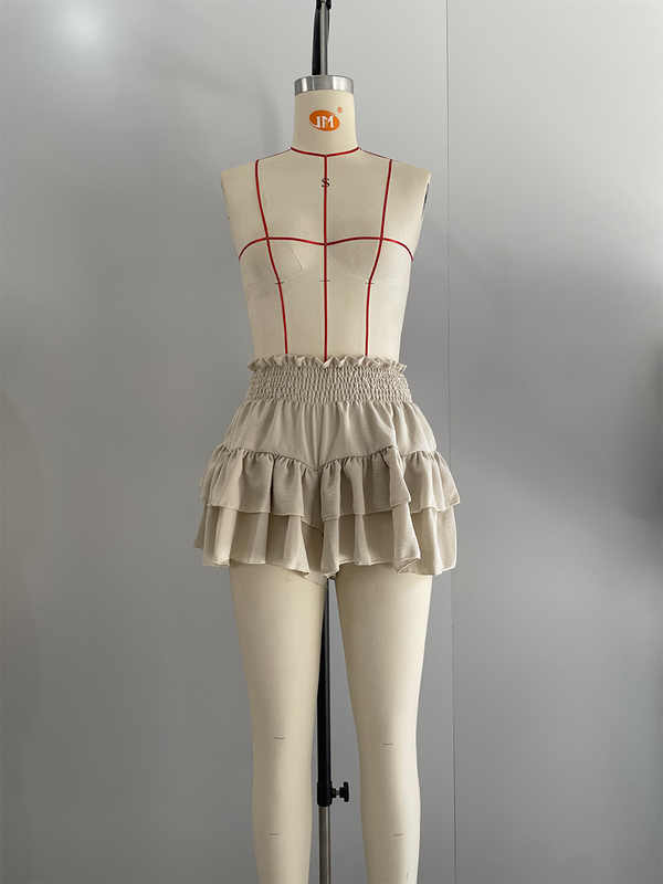 Ruffle Waist Stretch Shorts