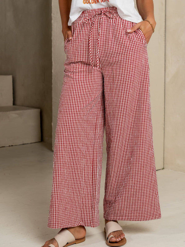 Plaid Wide Leg Pants