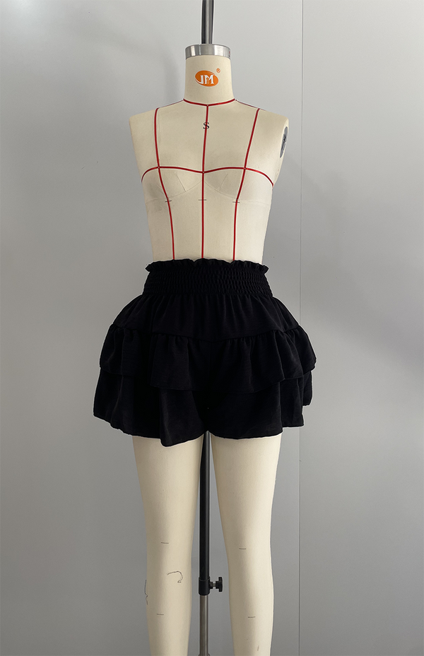 Ruffle Waist Stretch Shorts