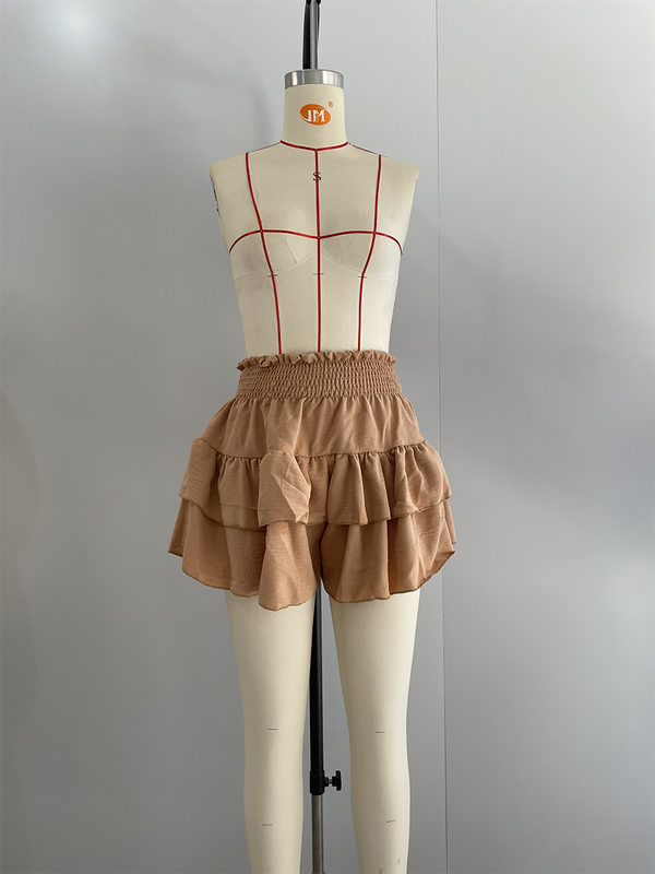 Ruffle Waist Stretch Shorts