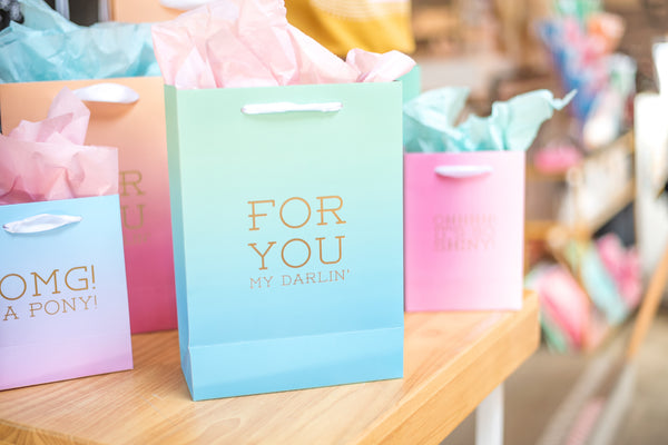 Large Gift Bag - FOR YOU MY DARLIN' - Blue/Green