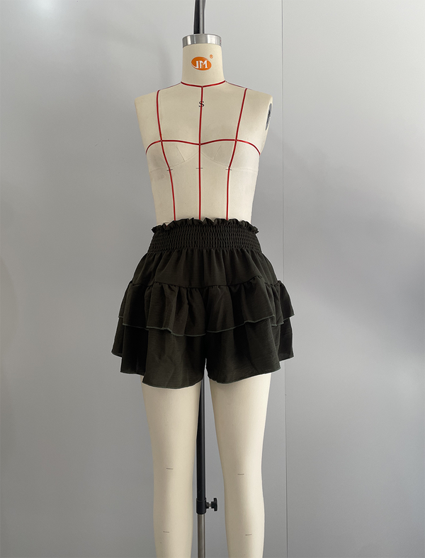 Ruffle Waist Stretch Shorts