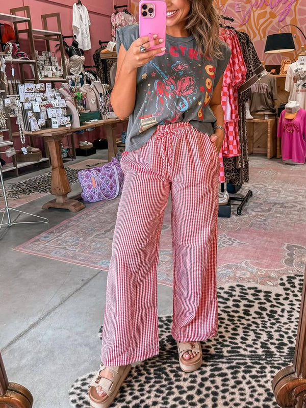 Plaid Wide Leg Pants