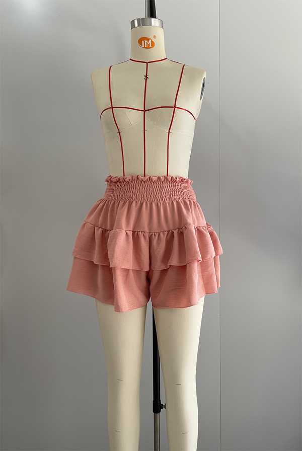 Ruffle Waist Stretch Shorts