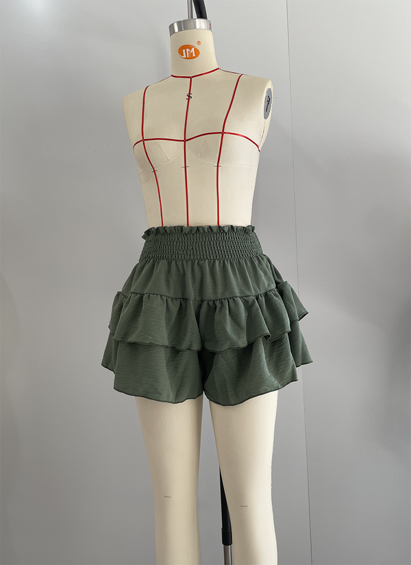 Ruffle Waist Stretch Shorts