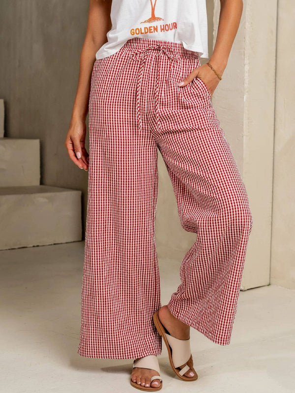 Plaid Wide Leg Pants