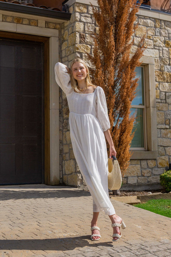 Shirred Bodice Maxi Dress
