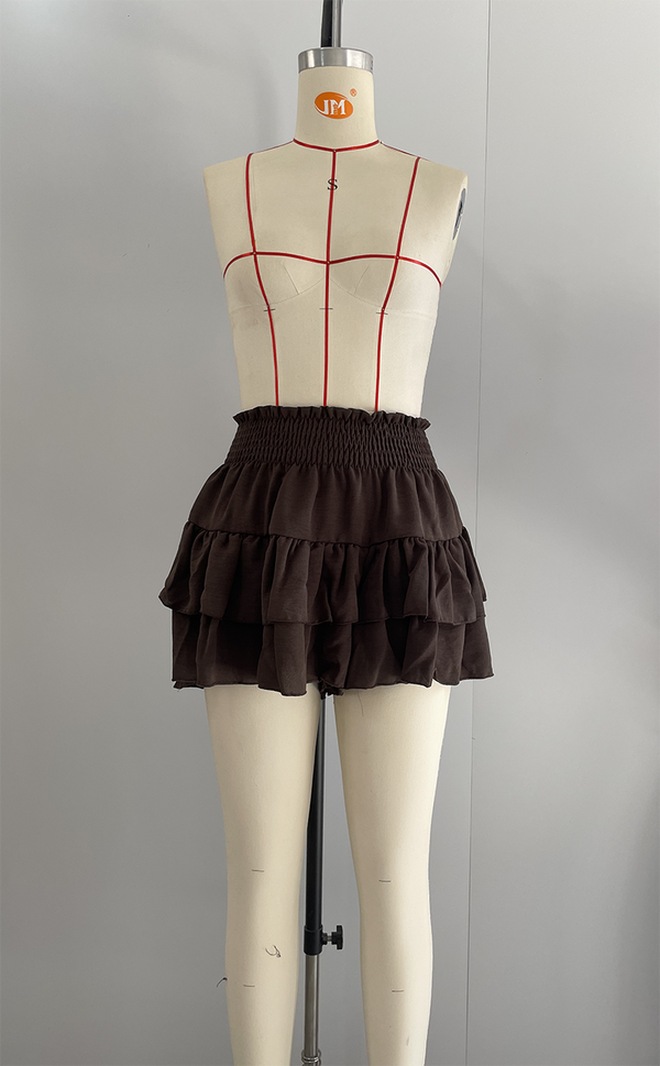 Ruffle Waist Stretch Shorts