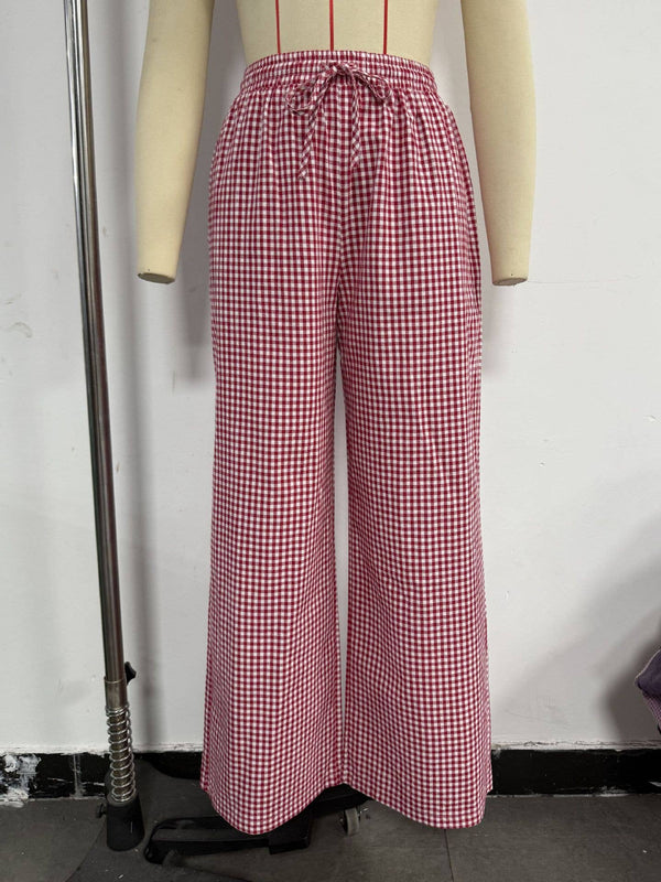 Plaid Wide Leg Pants