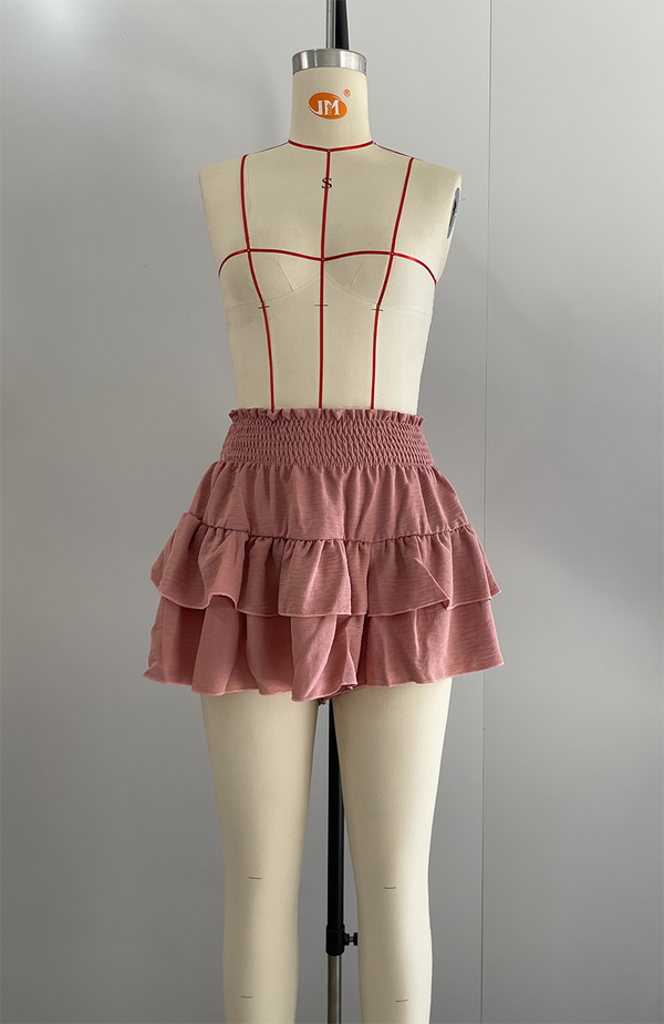 Ruffle Waist Stretch Shorts
