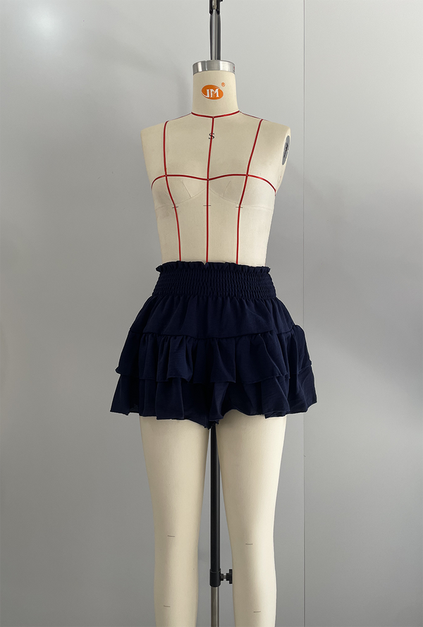 Ruffle Waist Stretch Shorts