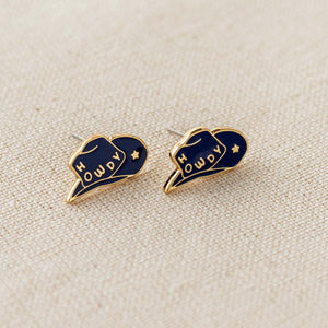 Howdy Cowgirl Hat Enamel Earrings - 1